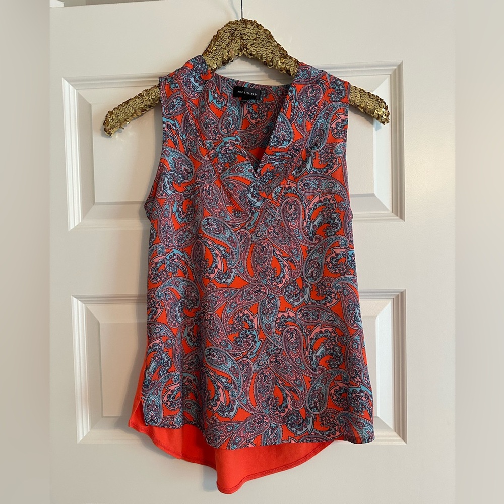 The Limited Women's Paisley Sleeveless Blouse - Red and Blue